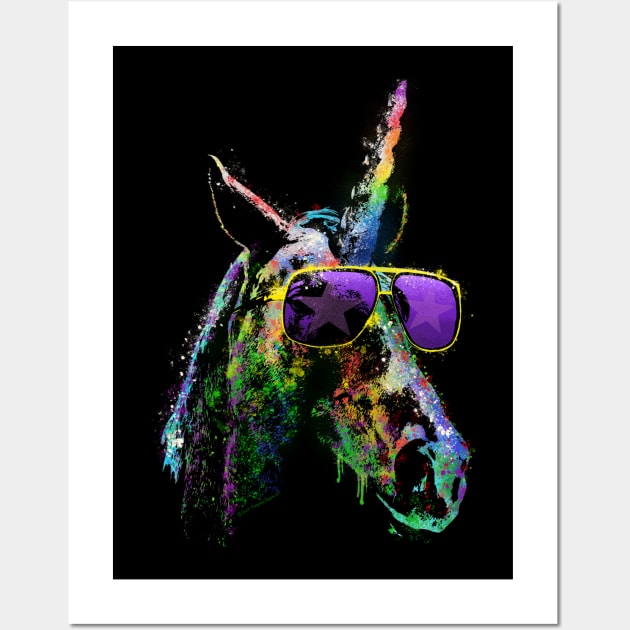 Neon Rainbow Unicorn 80s Vintage-Inspired Graphic Shirt Wall Art by Get Hopped Apparel